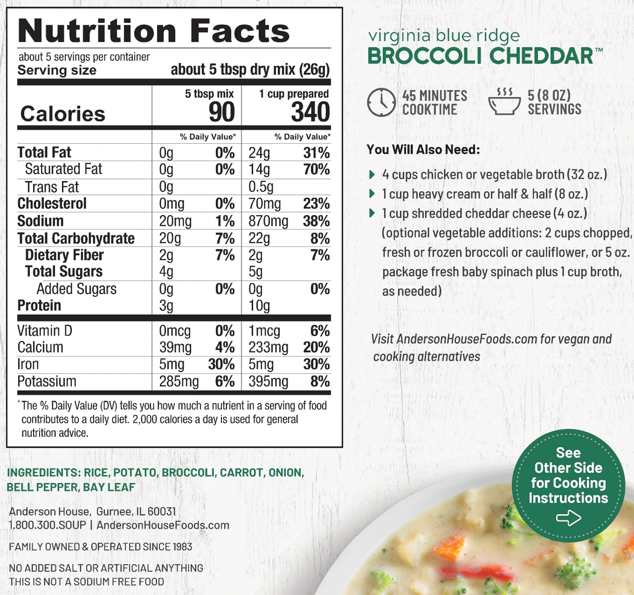 Virginia Blue Ridge Broccoli Cheddar Soup Mix - Image 4